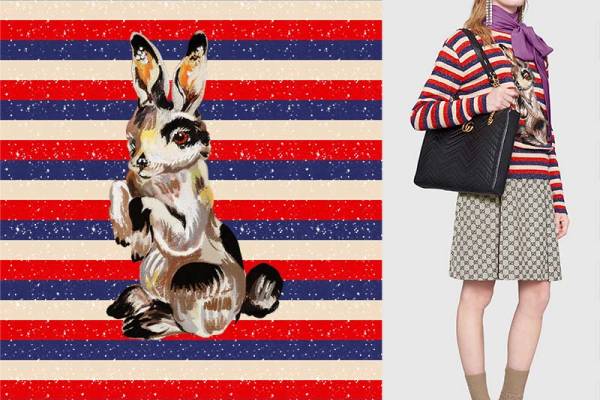 卡通兔子数码印花花型图案素材