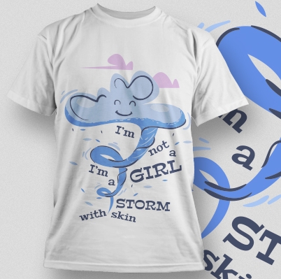 卡通龙卷风字母T恤印花花型素材