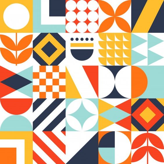 Premium Vector | Decorative bauhaus tile pattern with geometric shapes