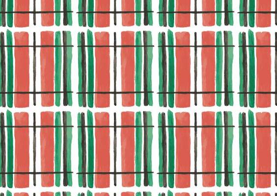 Plaid Watercolor Christmas Surface Pattern Design.