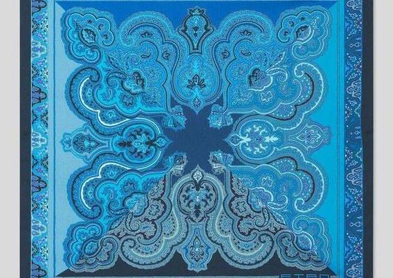Men's Etro Placed Paisley Print Pocket Square - Blue - Ties Silk pocket square with a Paisley pattern print divided into multi-coloured segments and embellished by a frame with micro geometric patterns.