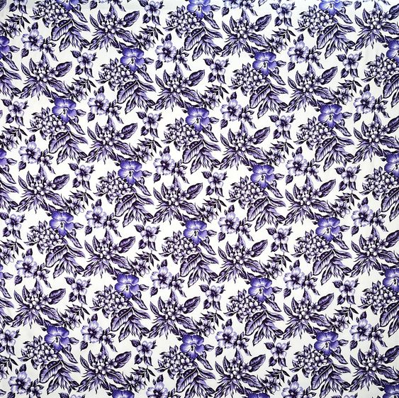 All Over Hibiscus Plumeria Tropical Leaves | Rayon Poplin Fabric