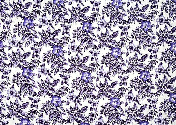 All Over Hibiscus Plumeria Tropical Leaves | Rayon Poplin Fabric