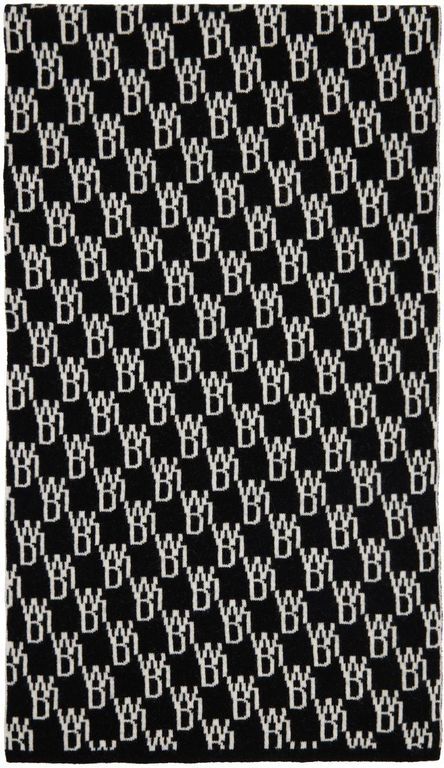 Men’s we11done Jacquard Logo Scarf – Black – Scarves Rectangular knit wool and nylon-blend scarf in black.