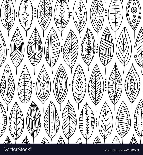 Seamless pattern with ornamental leaves vector image on VectorStock