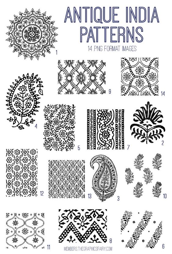 Antique India Patterns Kit! Graphics Fairy Premium Membership
