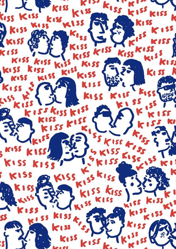pattern by Minakani                                                                                                                                                                                 More  conversational illustration surface pattern kiss