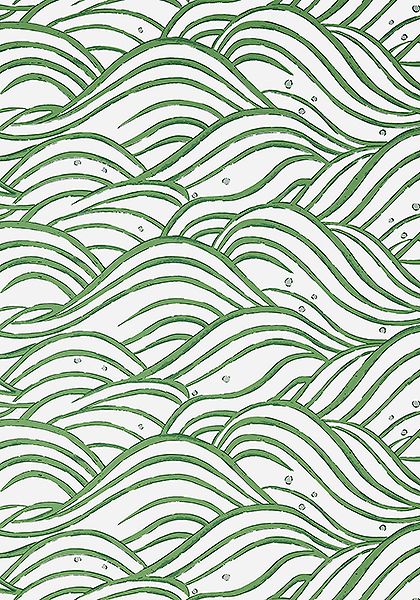 AT9874 WAVES Wallpaper Emerald Green from the Anna French Nara collection
