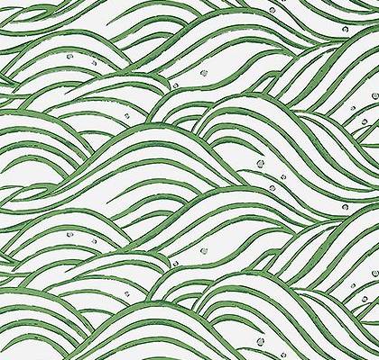 AT9874 WAVES Wallpaper Emerald Green from the Anna French Nara collection