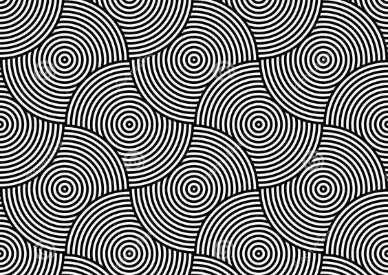 Black and White Psychedelic Circular Textile Stock Vector - Illustration of round, lines: 33242449