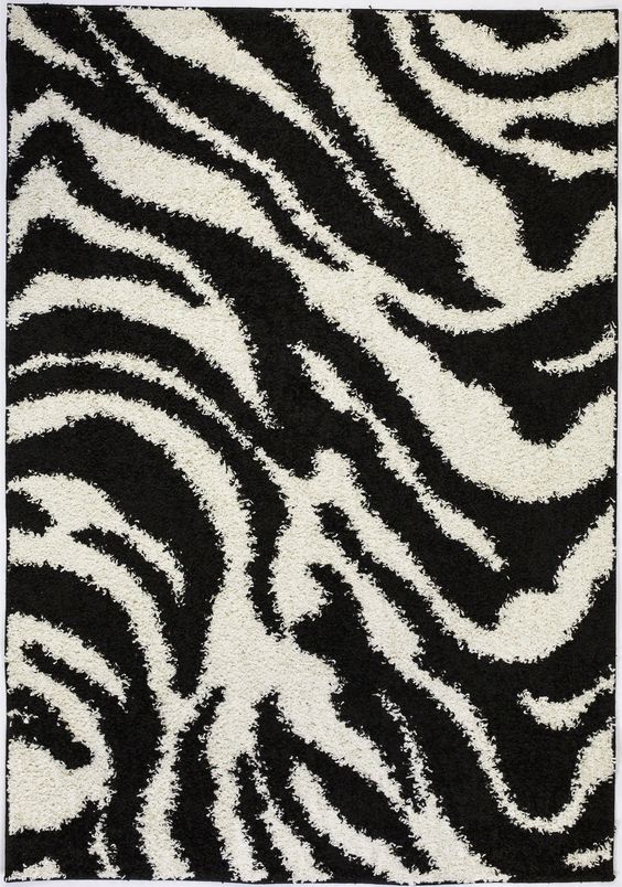 Madison Shag Black Safari Area Rug