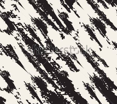 Vector seamless pattern. Abstract background with diagonal brush strokes. Monochrome hand drawn texture