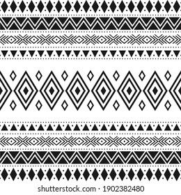 Black and white tribal ethnic pattern with geometric elements, traditional African mud cloth, tribal design. fabric or home wallpaper design