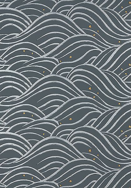 AT9876 WAVES Wallpaper Charcoal from the Anna French Nara collection