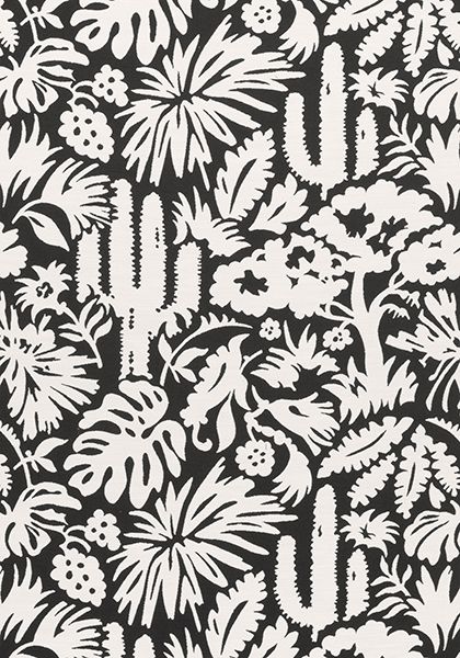 W74623 BOTANICA Woven Fabrics Black from the Thibaut Festival collection