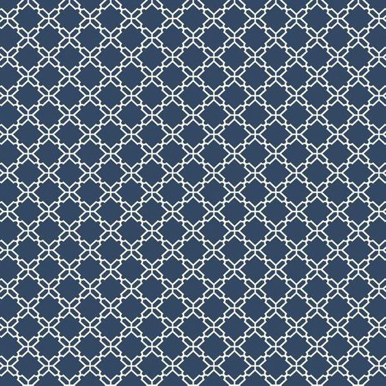 Geometric Trellis Wallpaper in Blue and White design by Carey Lind for York Wallcoverings