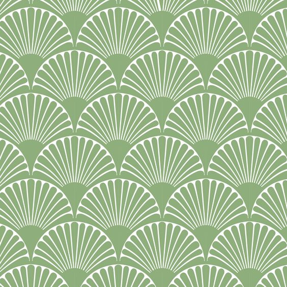 Grøn art deco buer – Flisesticker 15×15 cm – Gennemsigtig folie