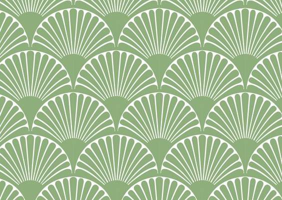 Grøn art deco buer - Flisesticker 15x15 cm - Gennemsigtig folie