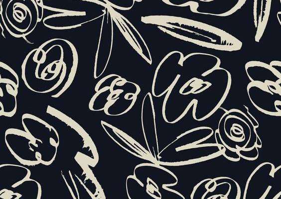 Download Simple abstract flower seamless pattern. Hand drawn vector botanical background illustration. Brush leaves and flowers. paint ink illustration with abstract floral motif. for free