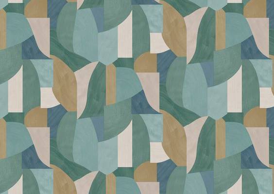 Bring a bold and contemporary geometric look to your walls featuring brush stroked overlapping shapes. Shown here in the teal colourway  other colourways available.