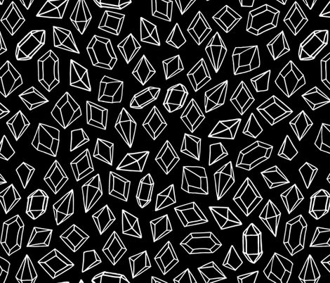 crystals // black and white gem design Fabric