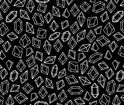 crystals // black and white gem design Fabric