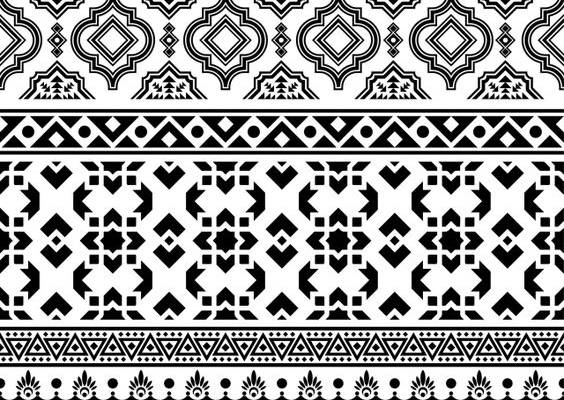 Ethnic Tribal Pattern Vector PNG Images, Ikat Geometric Ornament Illustration Design Islamic Seamless Pattern Tribal Ethnic Vector With Aztec Style In Black And White Color, Texture, Graphic, Abstract PNG Image For Free Download