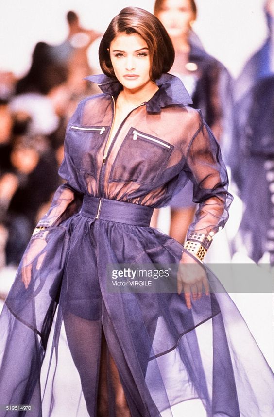 Helena Christensen walks the runway at the Claude Montana Ready to…