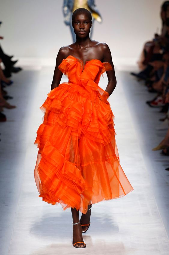 A model walks the runway at the Ermanno Scervino show during Milan…