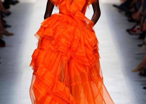A model walks the runway at the Ermanno Scervino show during Milan...