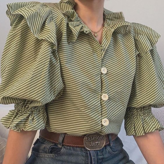 Vintage Shirt Balloon Sleeve | Fashion Tops Blouse Style 2023