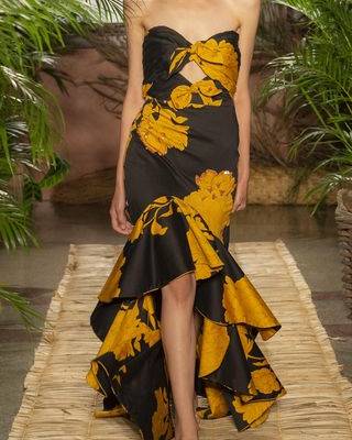 Johanna Ortiz Exclusive Path Of Rose Ruffled Cotton-Blend Dress In Black | ModeSens