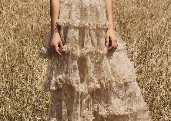 Tiered Lace Tulle Dress by Costarellos