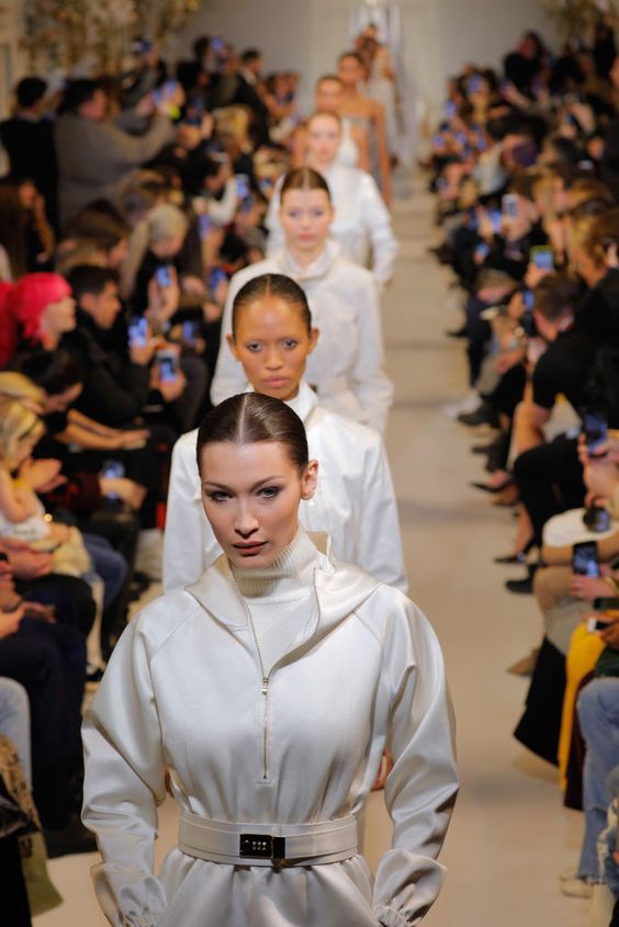 Bella Hadid walks the runway finale at the Brandon Maxwell Runway…