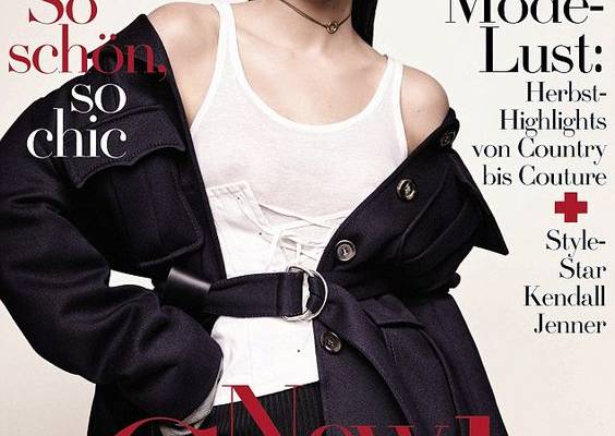 No bra here: On the October cover of German Vogue she went bra-free, showing her…