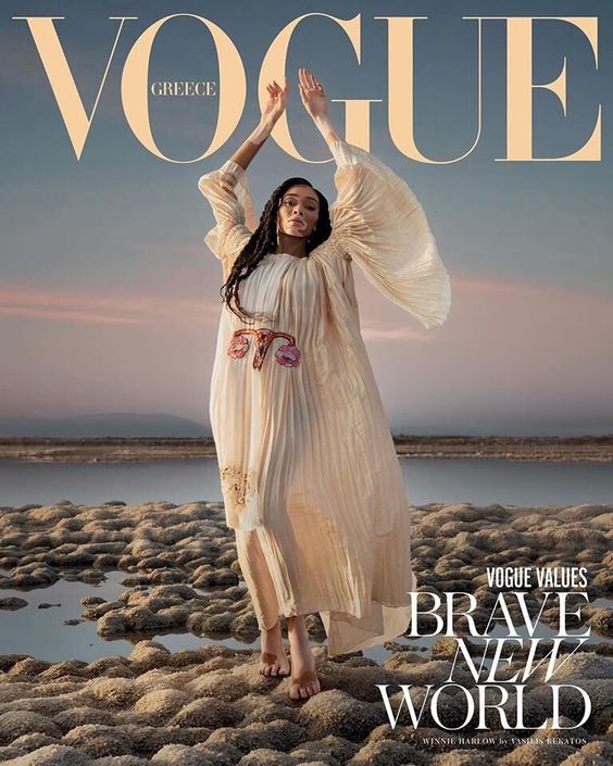 Winnie Harlow for Women’s Abortion Rights in Gucci Uterus Dress for Vogue Greece  — Anne of Carversville