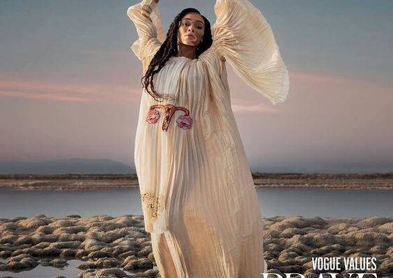 Winnie Harlow for Women's Abortion Rights in Gucci Uterus Dress for Vogue Greece  — Anne of Carversville