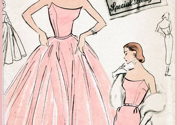 1950s 50s cocktail dress evening ball gown Vintage Sewing