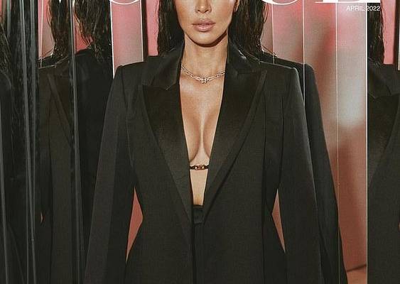 Kim Kardashian dons a busty black blazer for Vogue Hong Kong cover