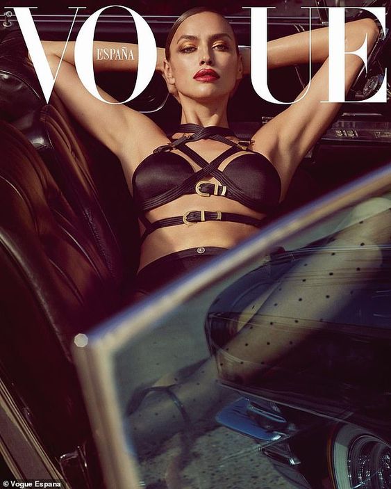 Irina Shayk shows off her figure in skimpy bondage-inspired lingerie