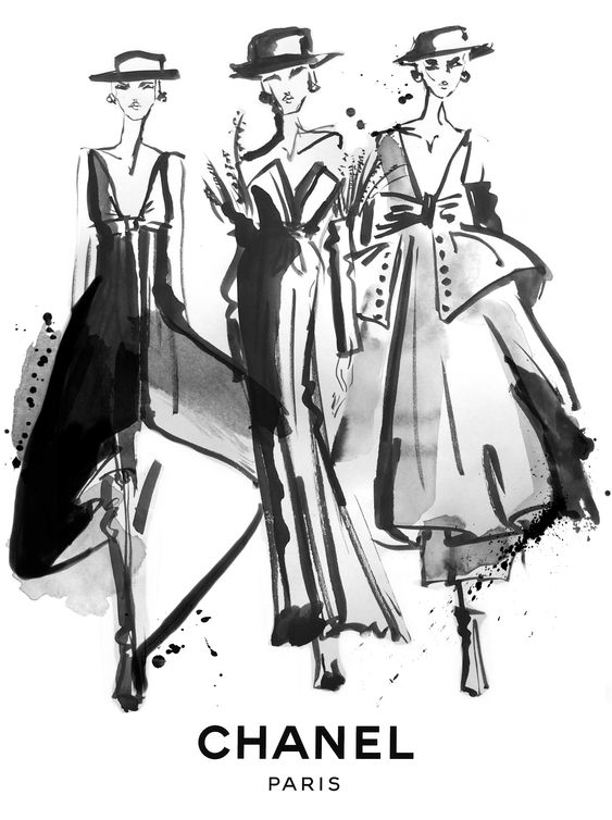 CHANEL Haute Couture sketch – Black ink on paper