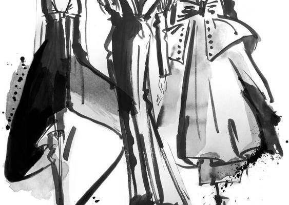 CHANEL Haute Couture sketch - Black ink on paper
