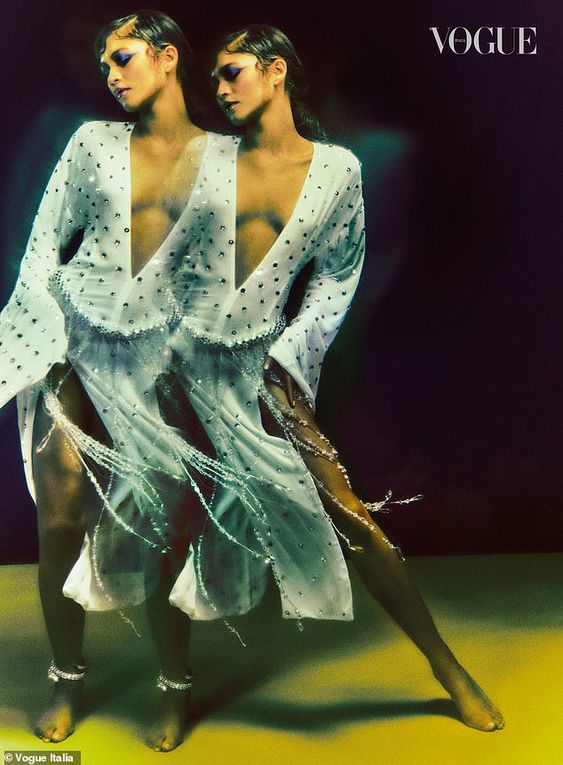 Zendaya rocks a plunging silver gown on cover of Vogue Italia