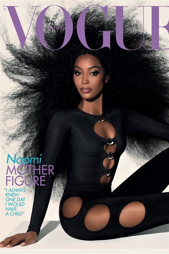 Naomi Campbell by Steven Meisel has a big afro day for British Vogue cover.