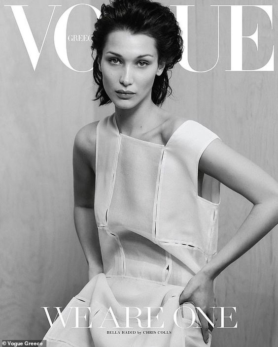 Bella Hadid wears minimal makeup as she poses for Vogue Greece