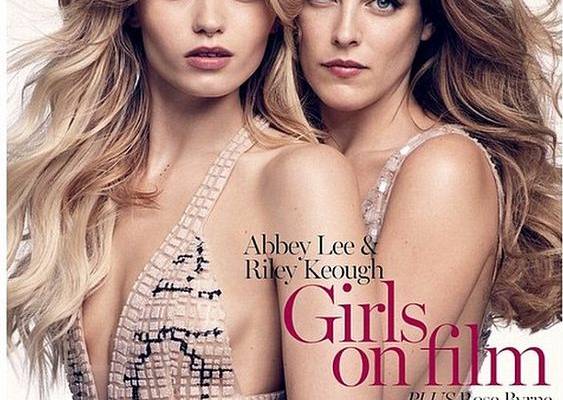 Abbey Lee cuddles up to Riley Keough on the cover of Vogue Australia