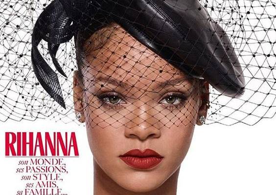 Close up: In the close-up photograph by Jean-Paul Goude, the We Found Love hitmaker stunned in a black beret and lace cover.