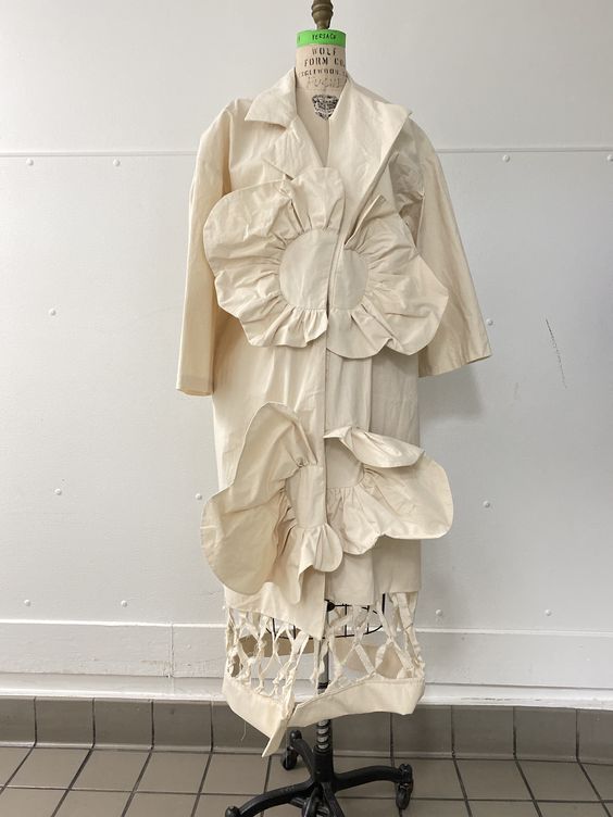 Oversized Toale Trench Coat with Large Flower Design and cut outs (MFA Design: Chuqiao Wang SP19) W62502285