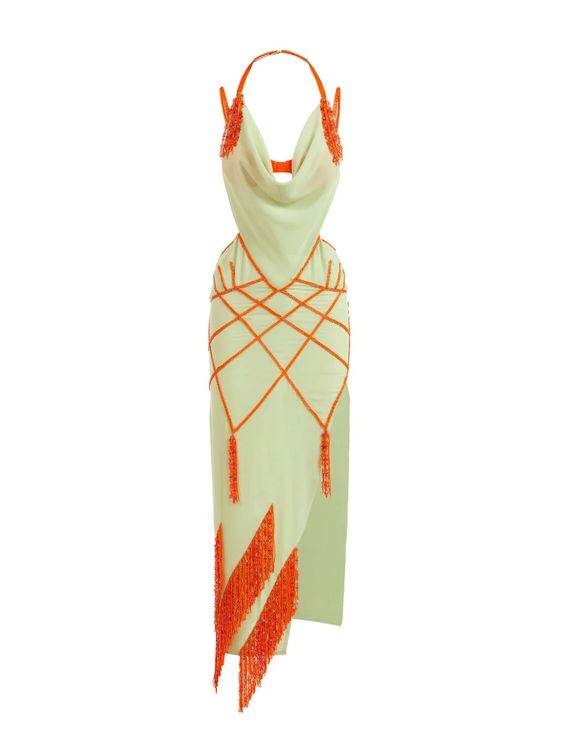THE ATTICO ”Tulip” green and orange long dress