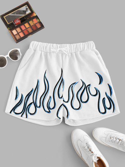 Zaful  These runner shorts are your new chill day essentials. Featuring a contrast flame pattern with adjustable drawstring waist, and on-seam pockets, team these with a matching top and fresh kicks to complete the look. Occasions: Daily Style: Casual Material: Polyester,Polyurethane Length: Mini Ty